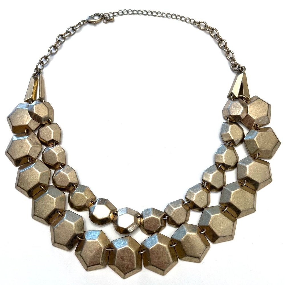 Gold chunky layered statement necklace